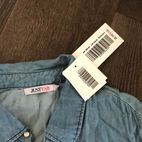 JustFab Denim Long Sleeve Dress - Picture 2 of 4